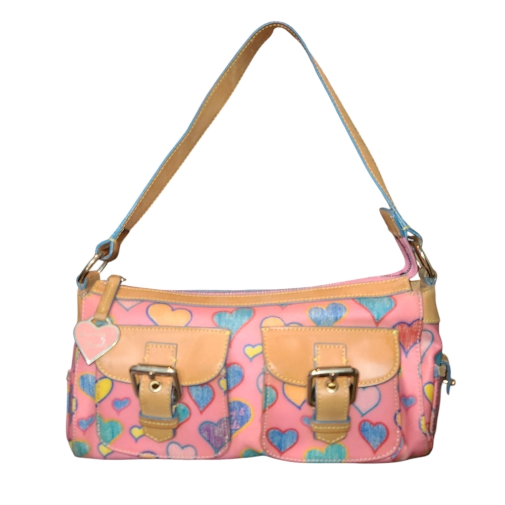 Dooney & Bourke Pink and Tan Heart Shoulder Bag